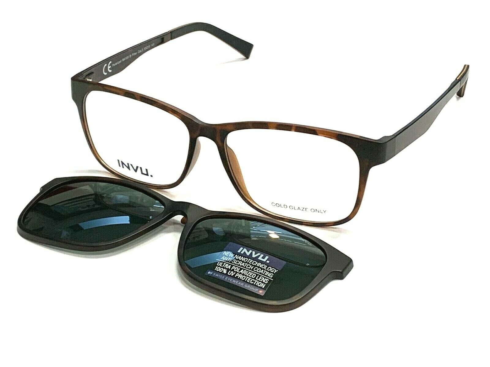 Invu. Montatura Unisex Con Clip-on Da Sole A Calamita Polarizzato Mod. M4100B