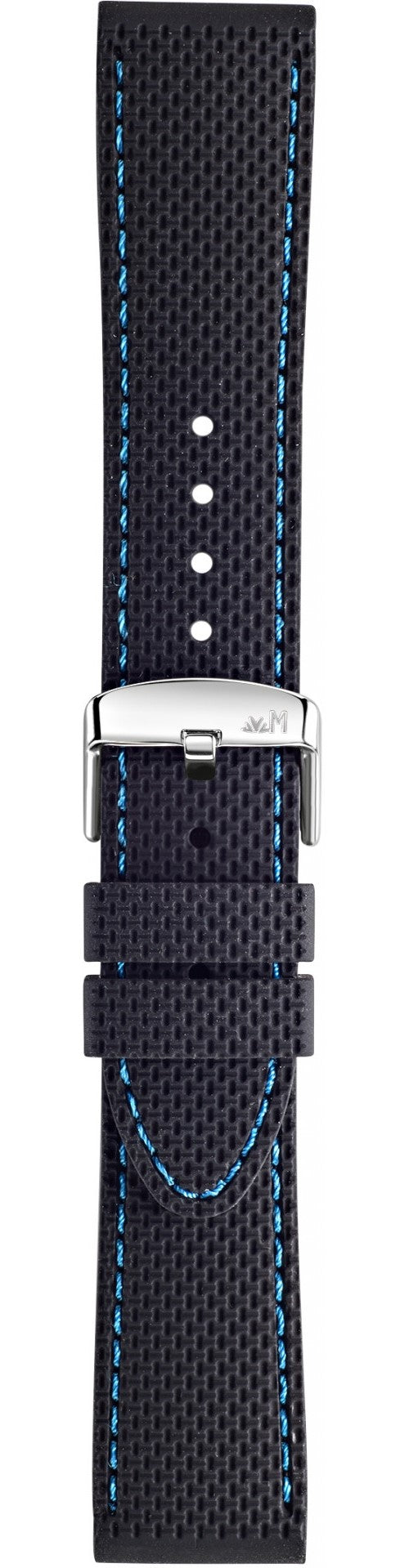 Morellato Cinturino In Silicone Nero Easy Click Linea Livenza Cuciture Blu Elettrico Ansa 24