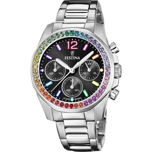 Festina Orologio Donna Boyfriend Chrono Con Cristalli Multicolore F20606/3