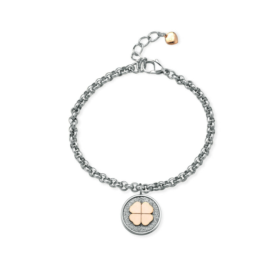 Opsobjects Bracciale OPS!GLITTER COIN COD: OPSBR-602 QUADRIFOGLIO