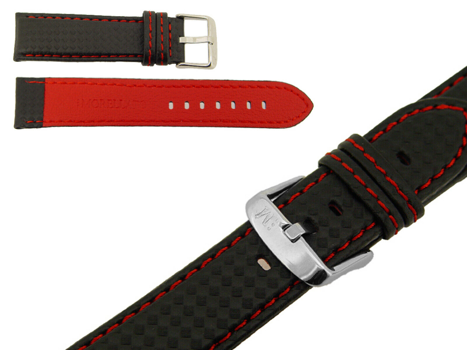 Cinturino Biking Water Resistant In Techno Carbonio Rosso Ansa 24