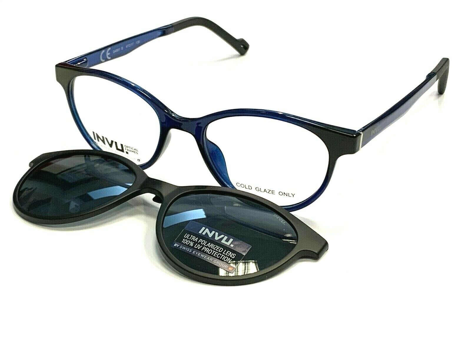 Invu. Montatura Bambina Con Clip-on Da Sole A Calamita Polarizzato Mod. G4901B