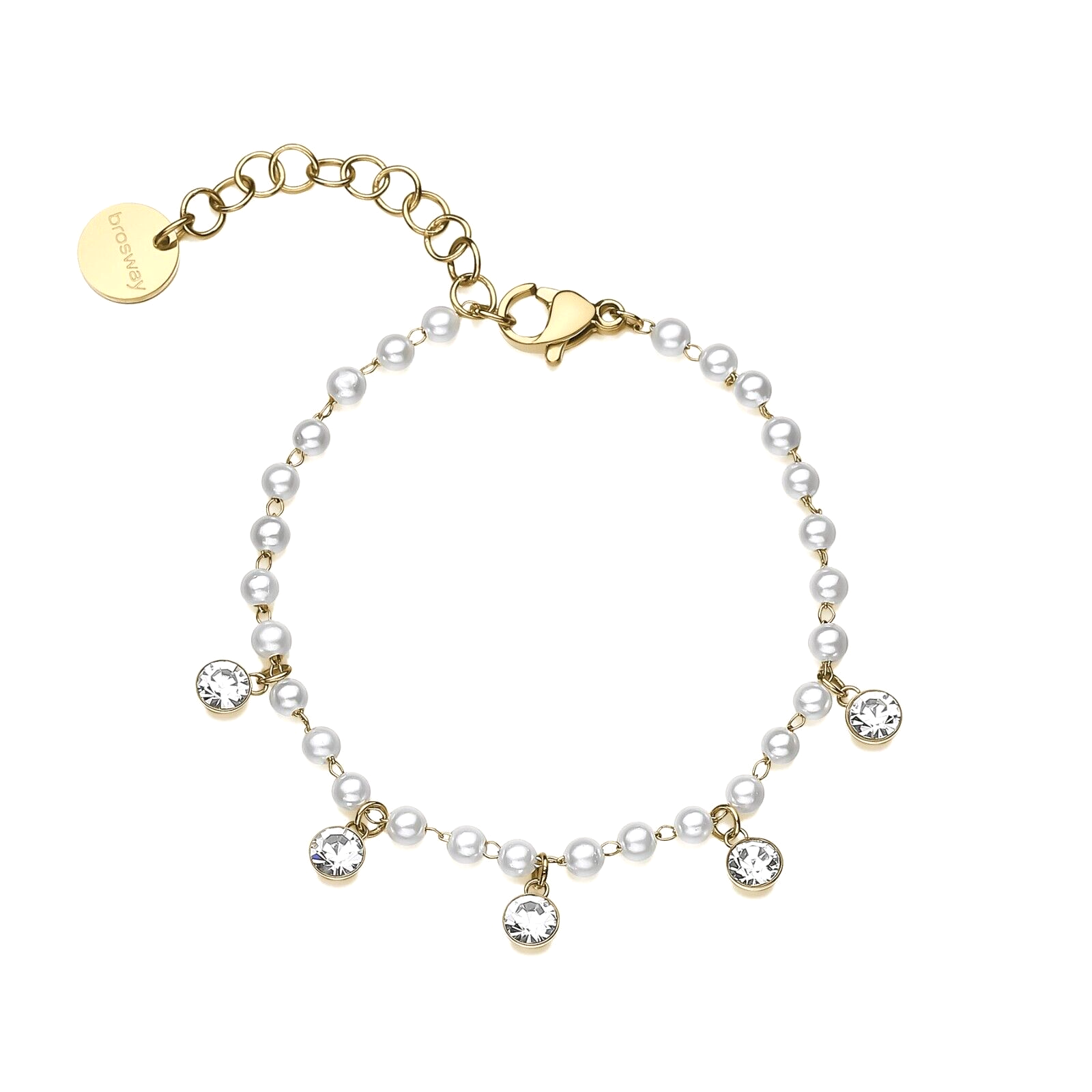 Brosway Bracciale Donna Chant In Acciaio Con Cristalli E Perle BAH88