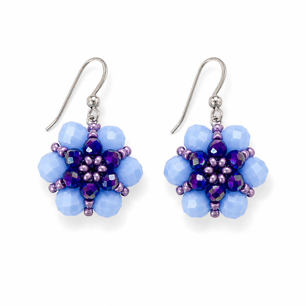 Orecchini artigianali Aurora Con Cristalli sfaccettati con gancio in argento 925 placcato oro