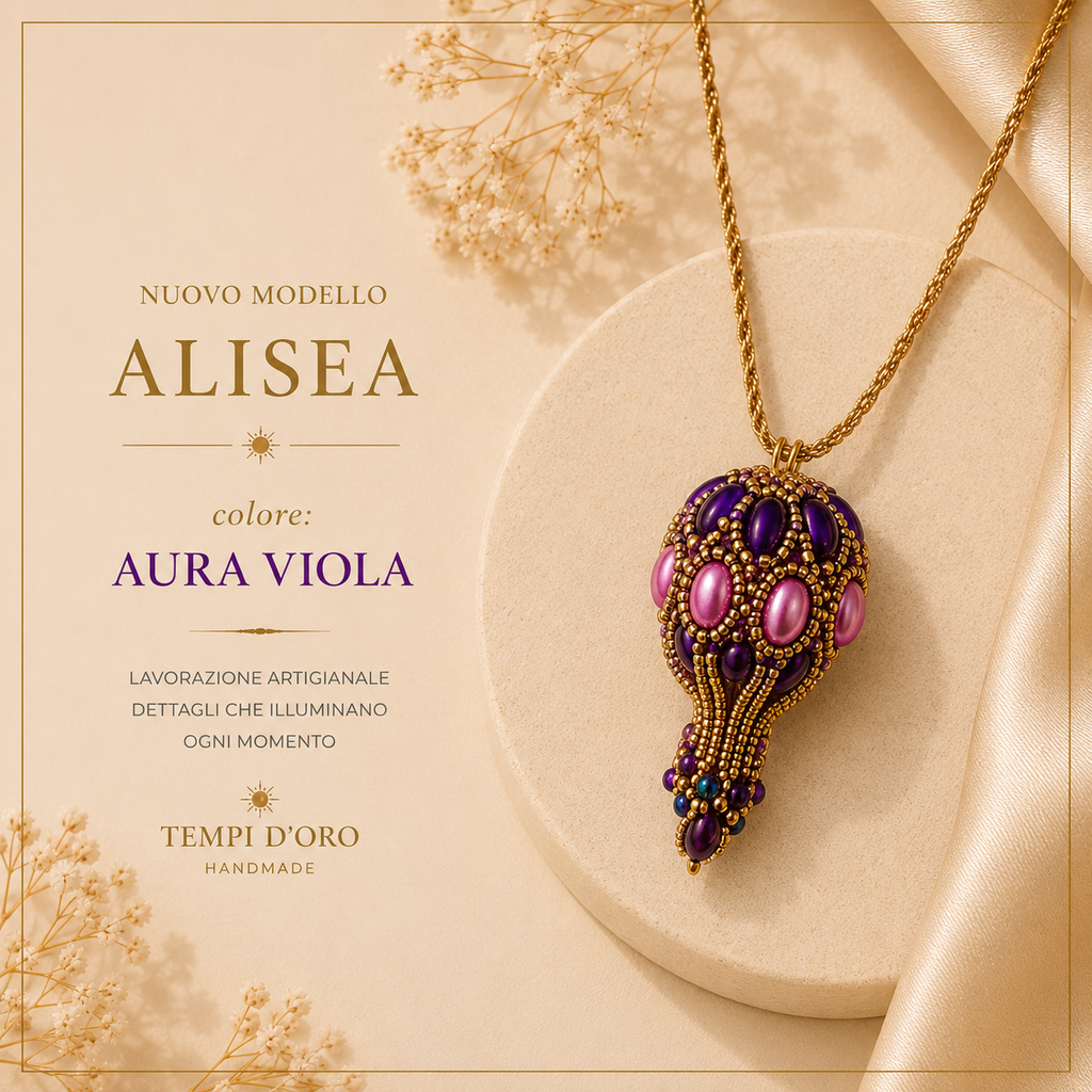 Collana Handmade Alisea Aura Viola Con Pendente A Mongolfiera
