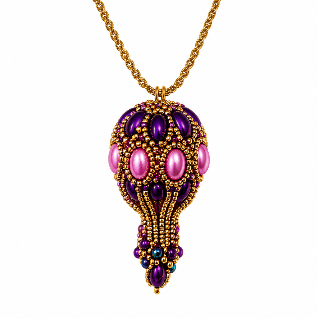 Collana Handmade Alisea Aura Viola Con Pendente A Mongolfiera