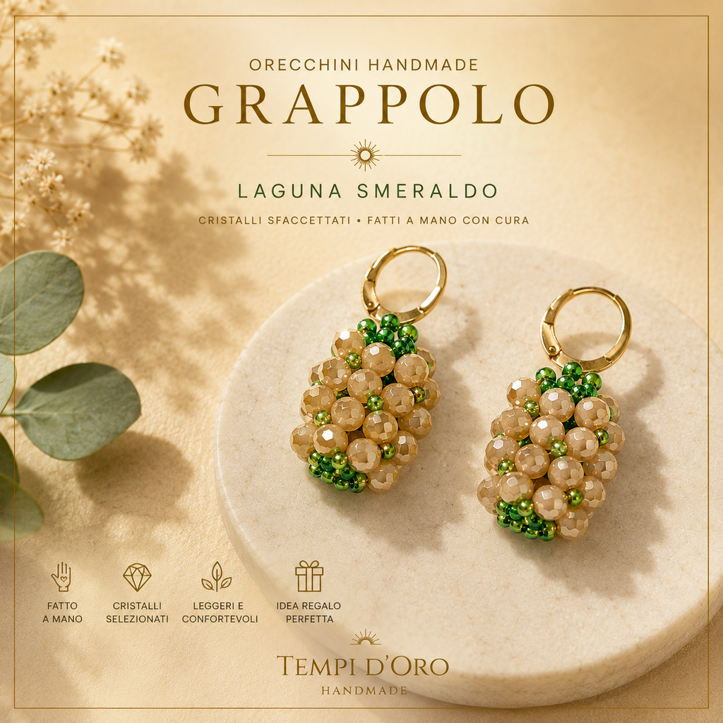Orecchini Handmade Grappolo in Cristalli