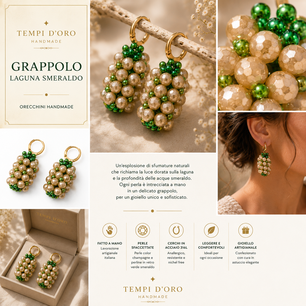 Orecchini Handmade Grappolo in Cristalli