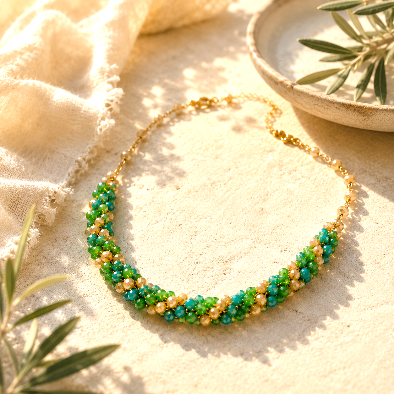 Collana Handmade Riviera in Cristalli – Laguna Smeraldo