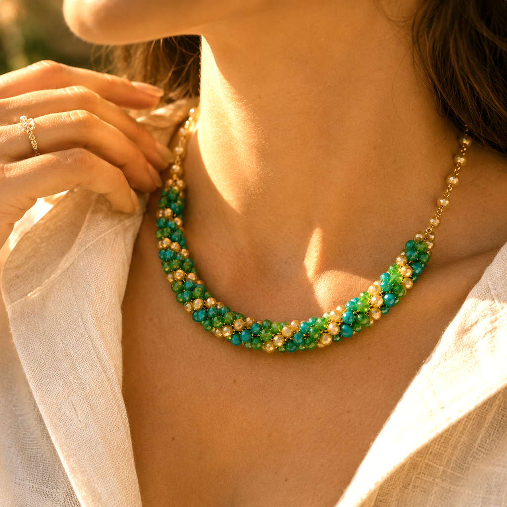 Collana Handmade Riviera in Cristalli – Laguna Smeraldo