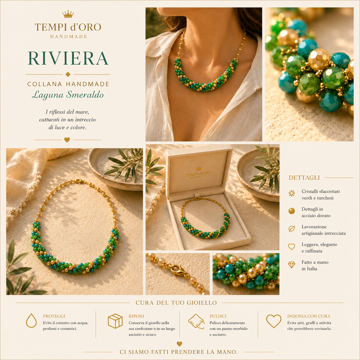 Collana Handmade Riviera in Cristalli – Laguna Smeraldo