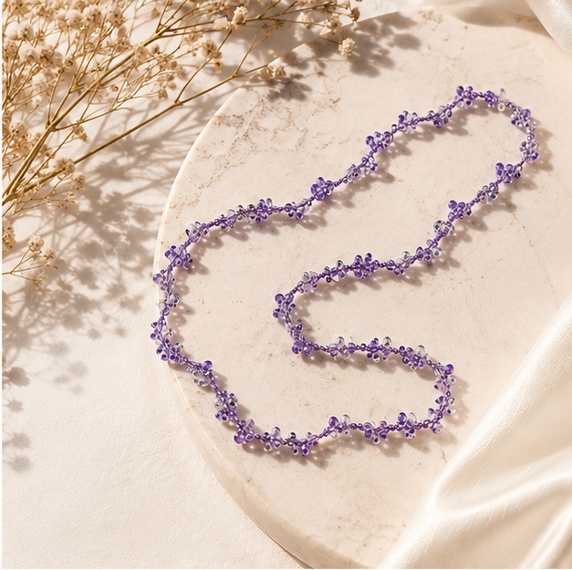 Collana BEA – Handmade con cristalli sfaccettati colore Lavanda Luminosa