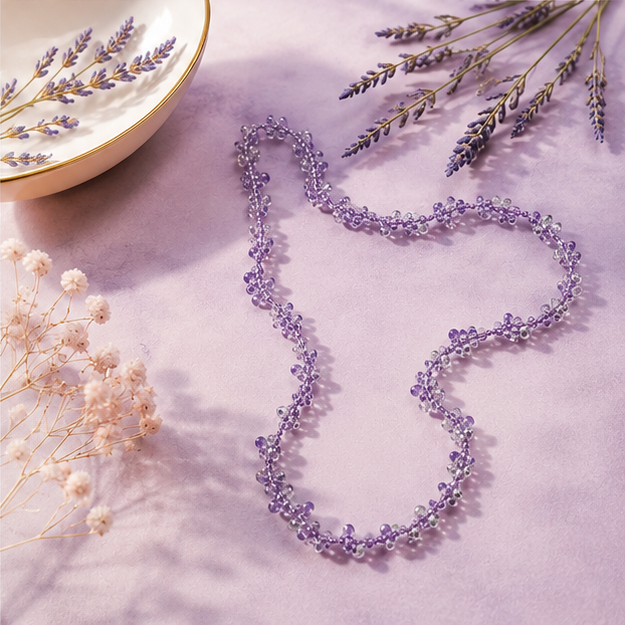 Collana BEA – Handmade con cristalli sfaccettati colore Lavanda Luminosa