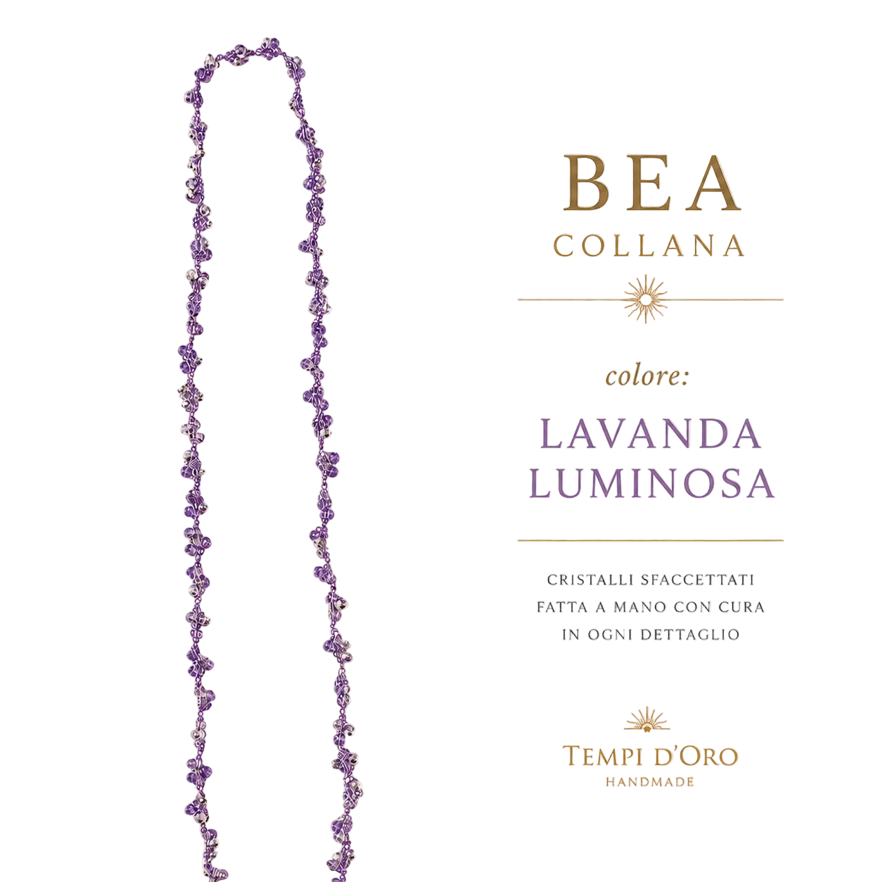 Collana BEA – Handmade con cristalli sfaccettati colore Lavanda Luminosa