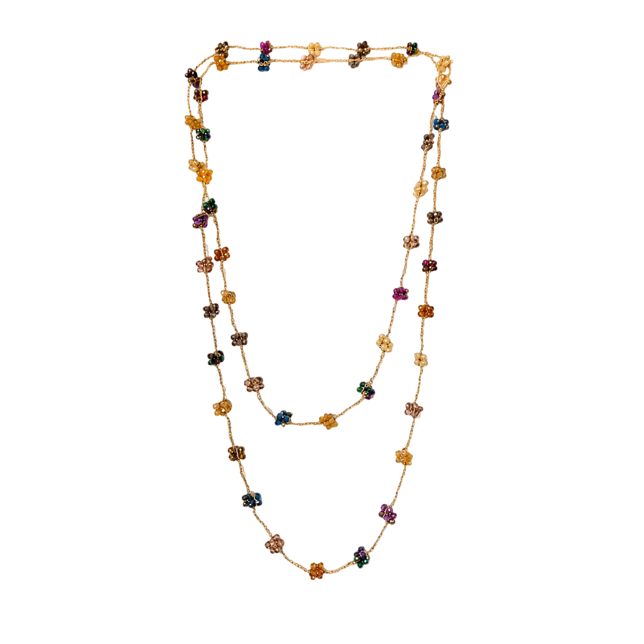 Collana Handmade Flora con Cristalli sfaccettati – Multicolor, Blu Notturno e Giardino Botanico