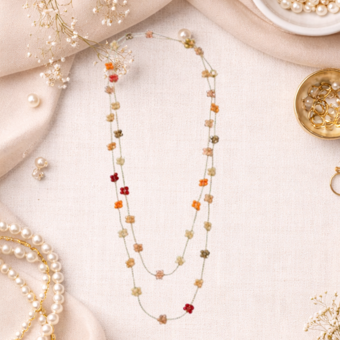 Collana Handmade Flora con Cristalli sfaccettati – Multicolor & Blu Notturno