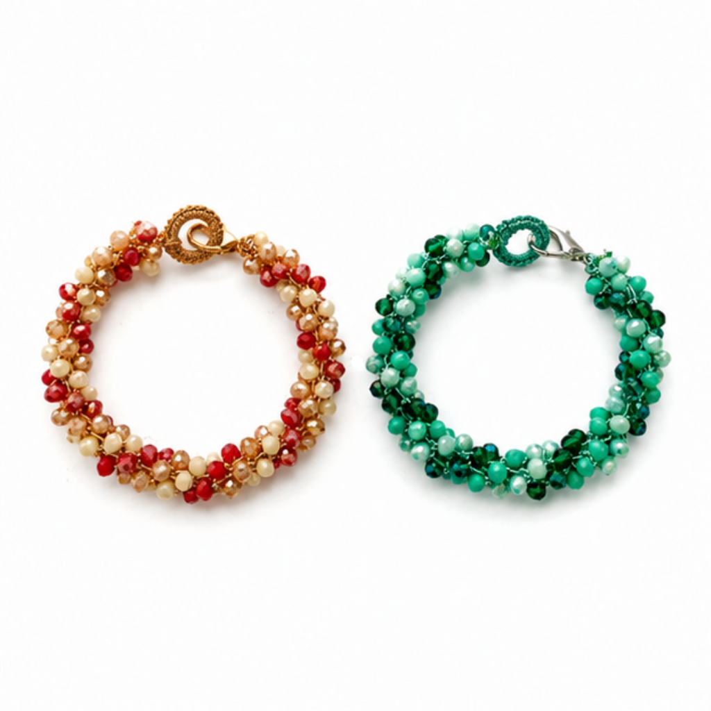 Bracciale Handmade TRAMA INTRECCIO con cristalli sfaccettati – 2 colori