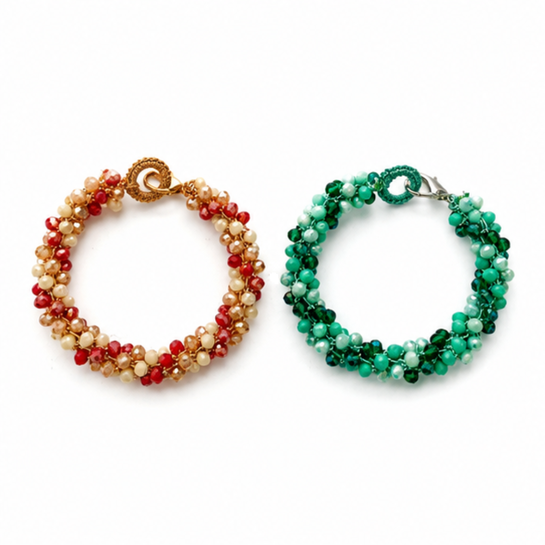 Bracciale Handmade TRAMA INTRECCIO con cristalli sfaccettati – 2 colori