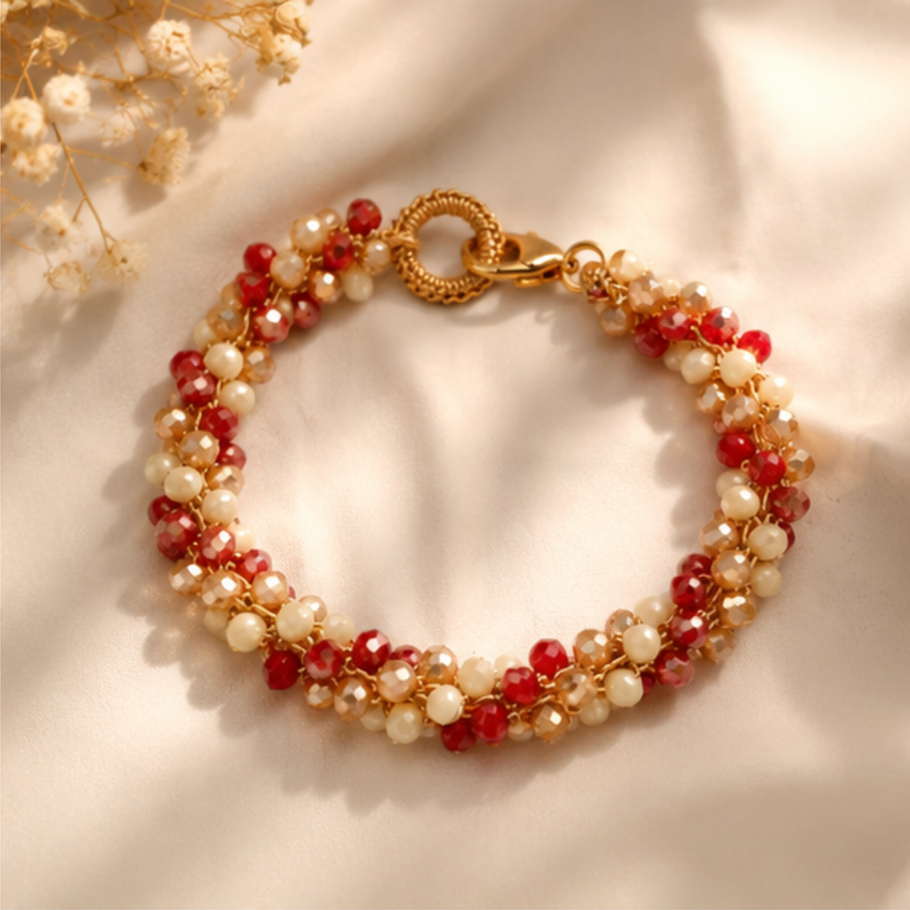 Bracciale Handmade TRAMA INTRECCIO con cristalli sfaccettati – 2 colori