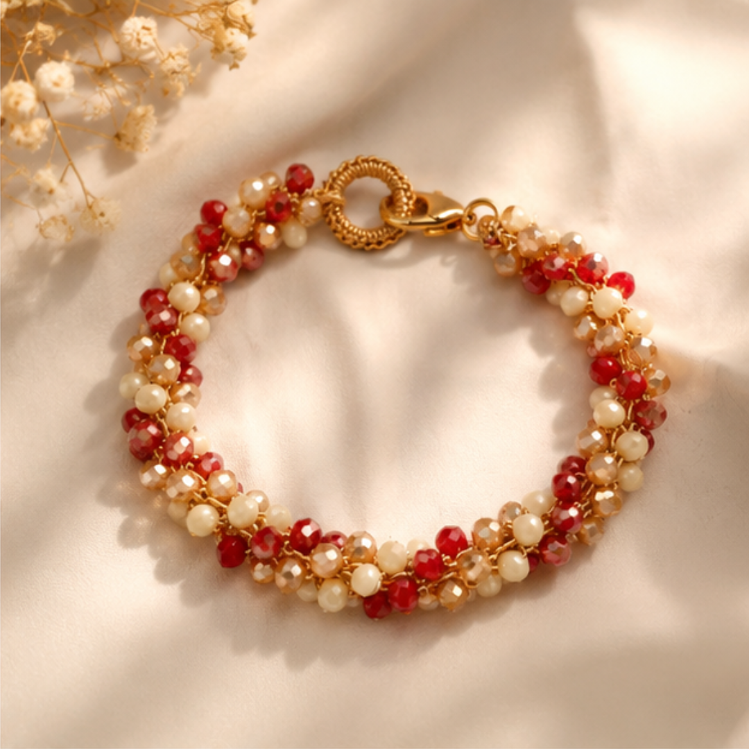 Bracciale Handmade TRAMA INTRECCIO con cristalli sfaccettati – 2 colori