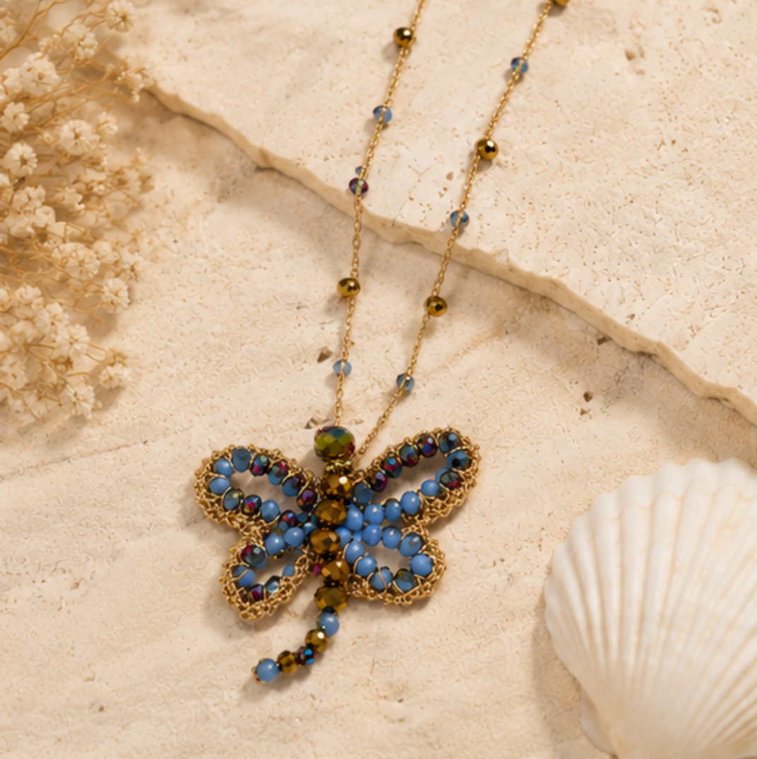 Collana Lunga Handmade Libellula – Cielo Notturno
