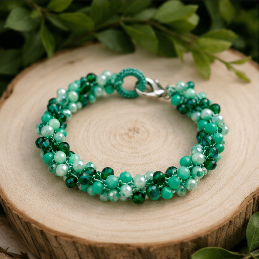 Bracciale Handmade TRAMA INTRECCIO con cristalli sfaccettati – 2 colori