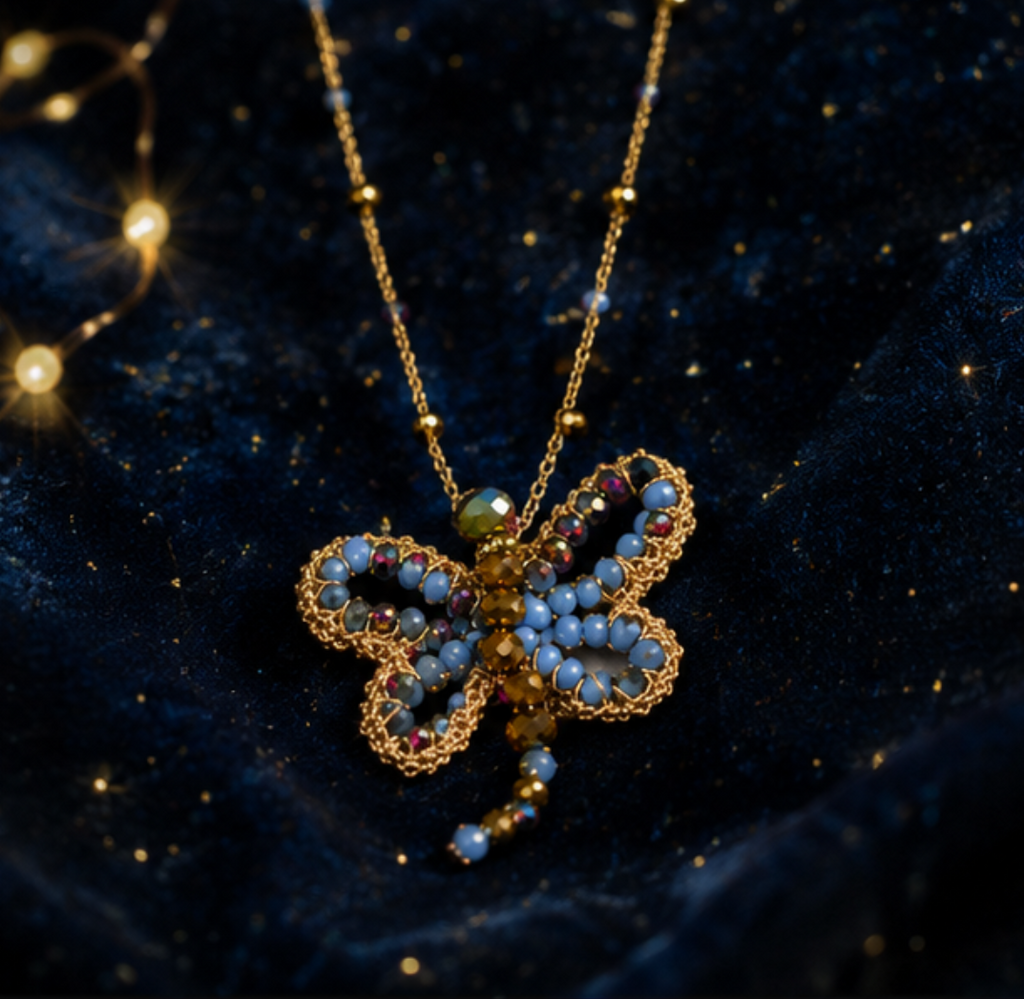 Collana Lunga Handmade Libellula – Cielo Notturno