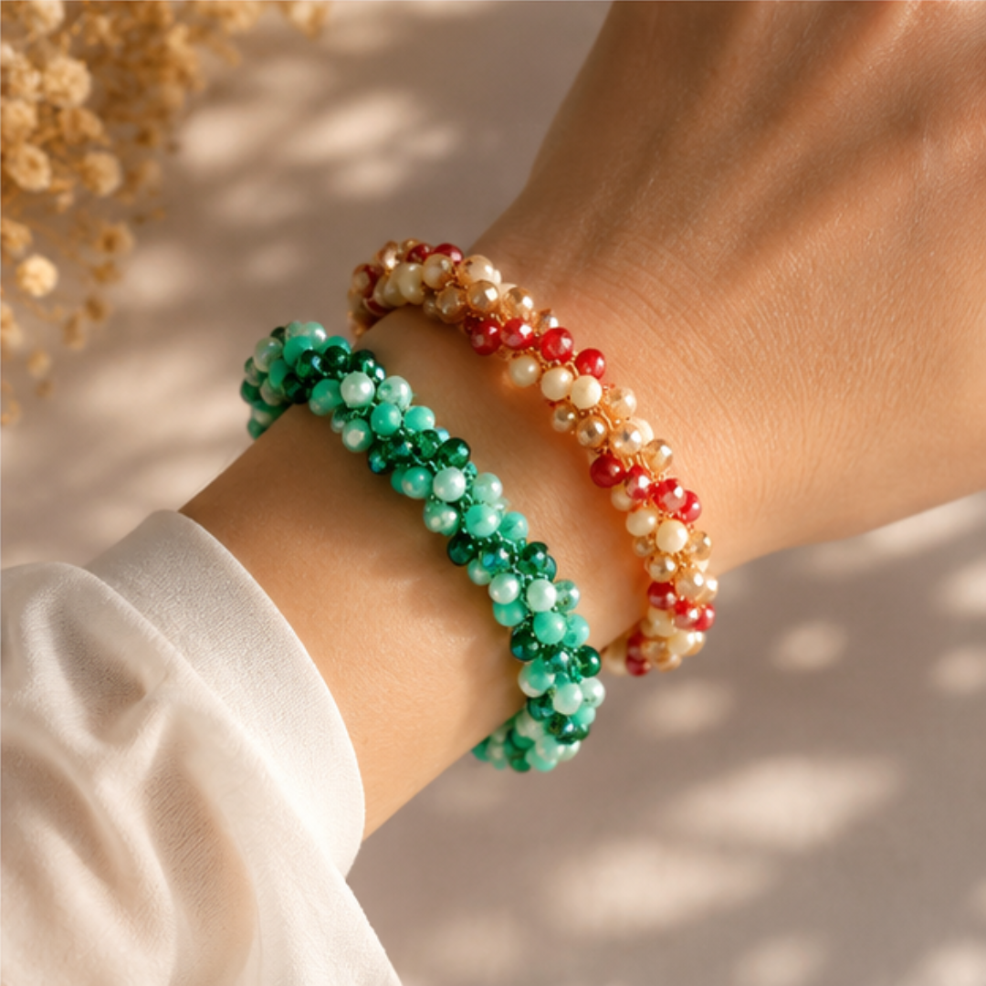 Bracciale Handmade TRAMA INTRECCIO con cristalli sfaccettati – 2 colori