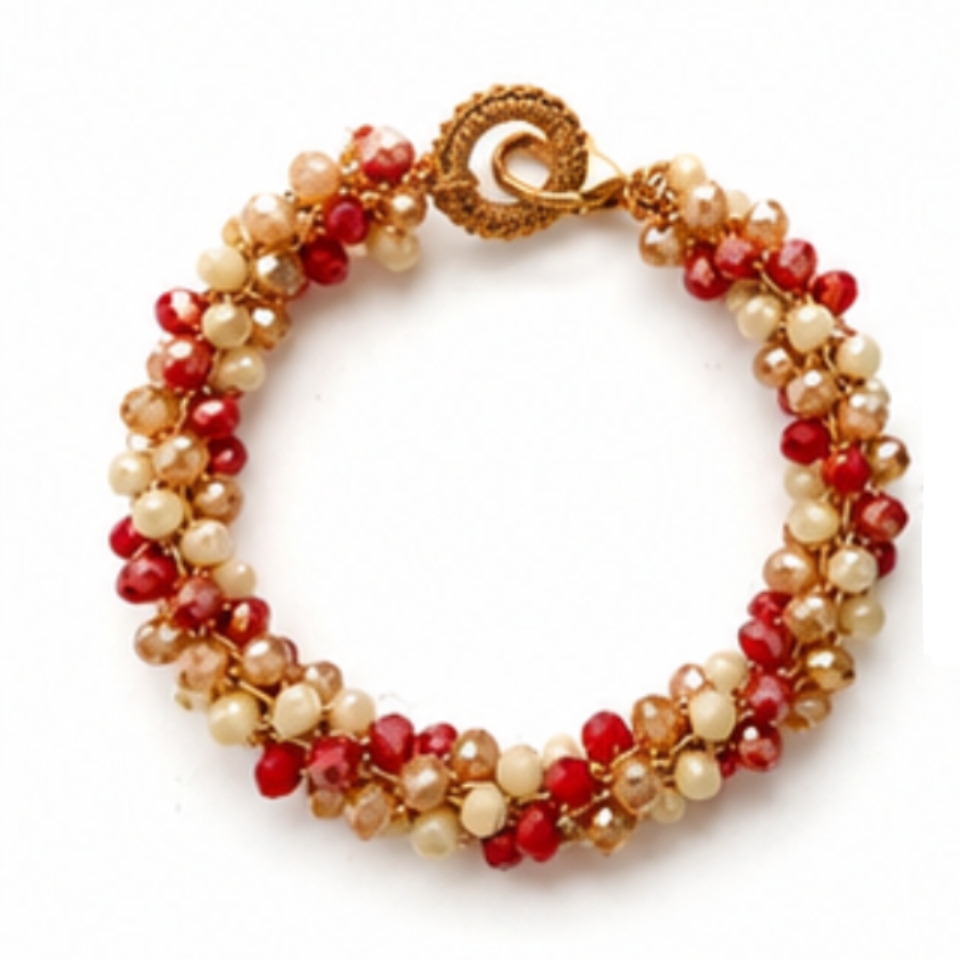 Bracciale Handmade TRAMA INTRECCIO con cristalli sfaccettati – 2 colori