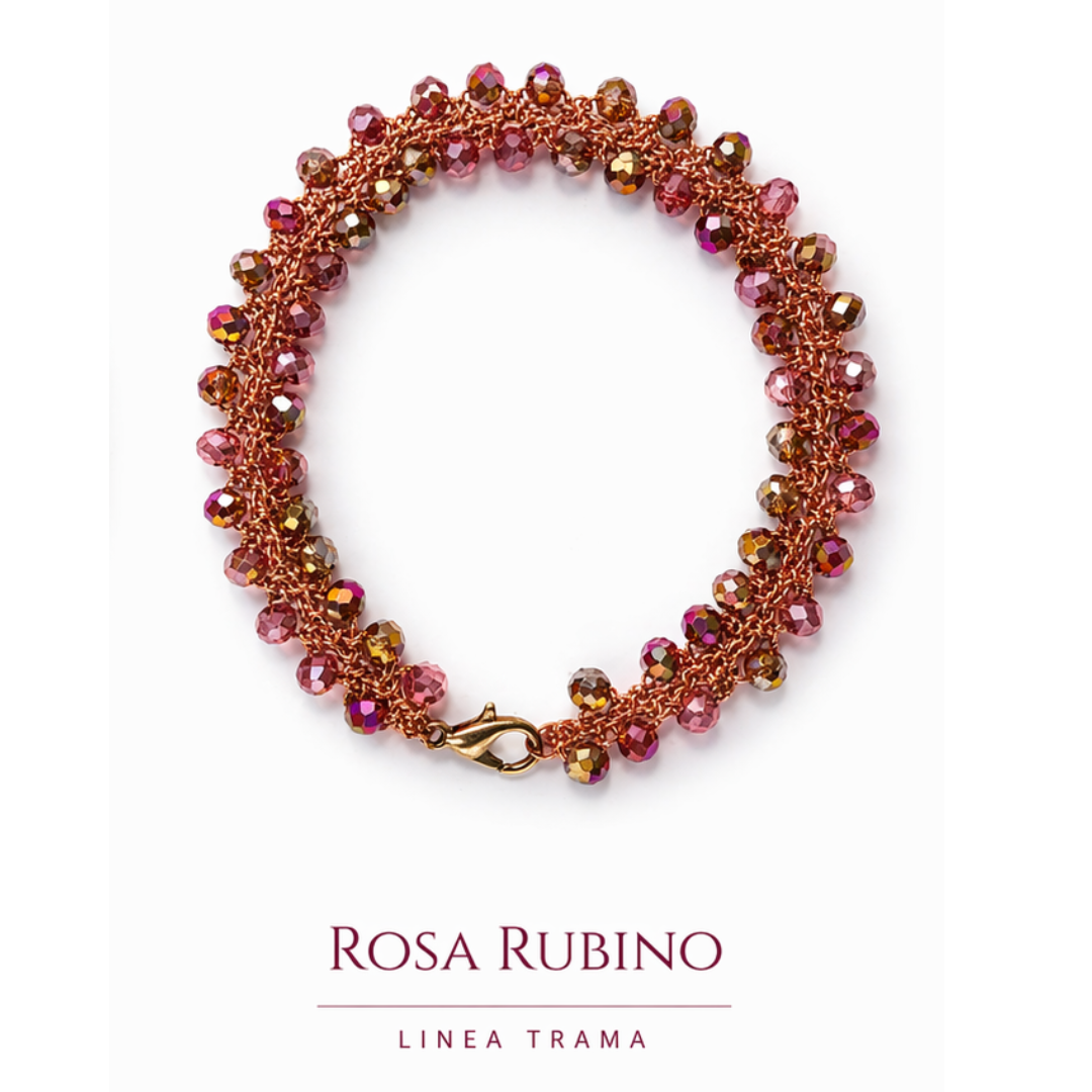Bracciale Handmade “Trama” con cristalli sfaccettati – 5 colori