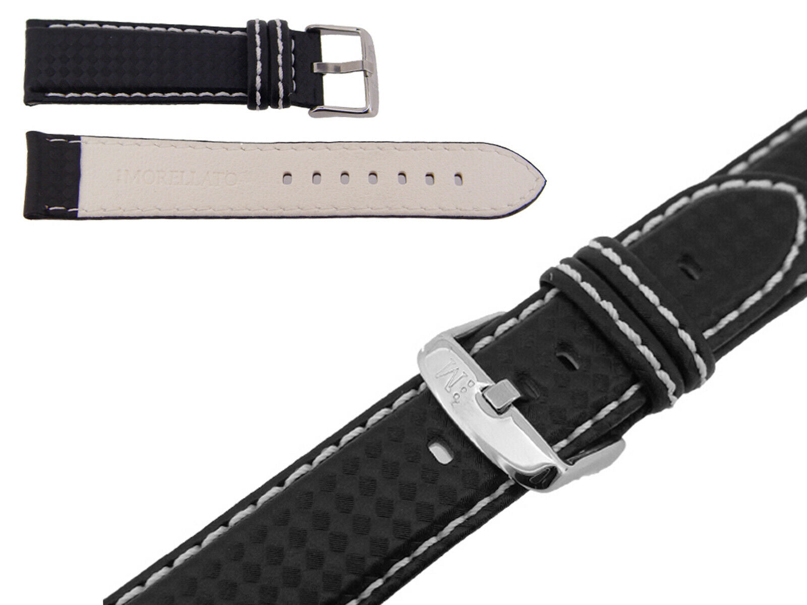 Cinturino Biking Water Resistant In Techno Carbonio Bianco Ansa 24