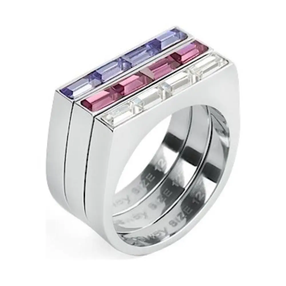 Anello donna in oro bianco 18k con zaffiri rosa e viola BPH32A mis. 12