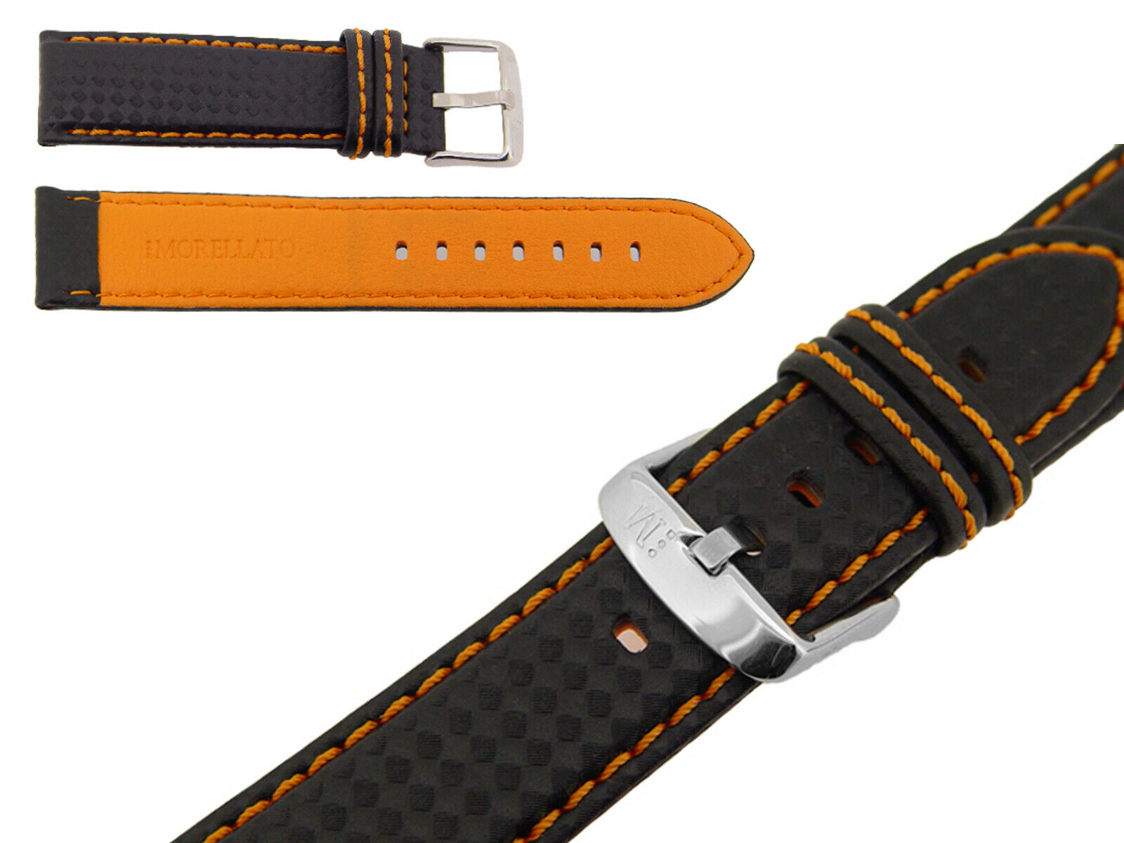 Cinturino Biking Water Resistant In Techno Carbonio Arancione Ansa 24