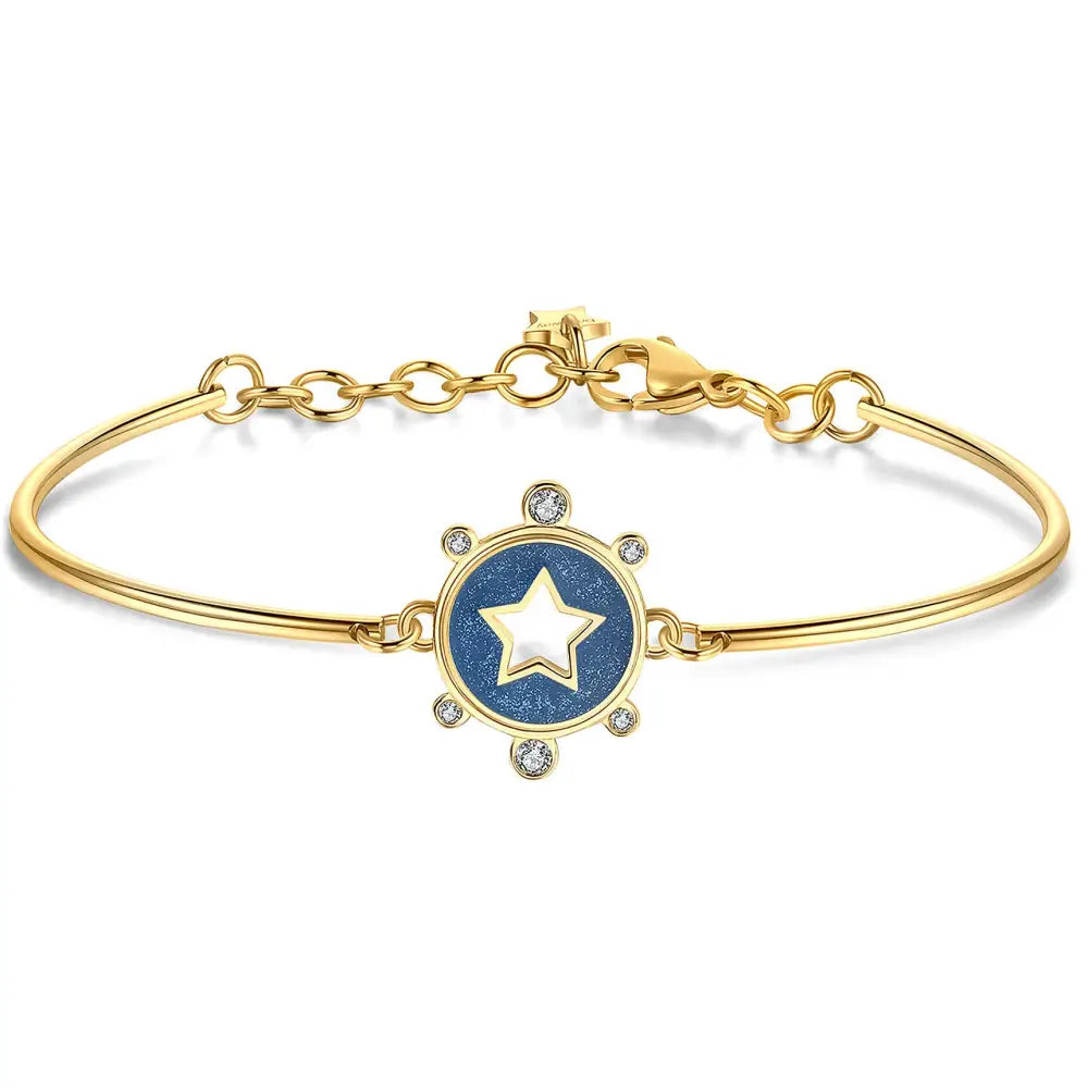 Bracciale Donna Chakra BHK417 Stella oro con smalto blu e diamanti