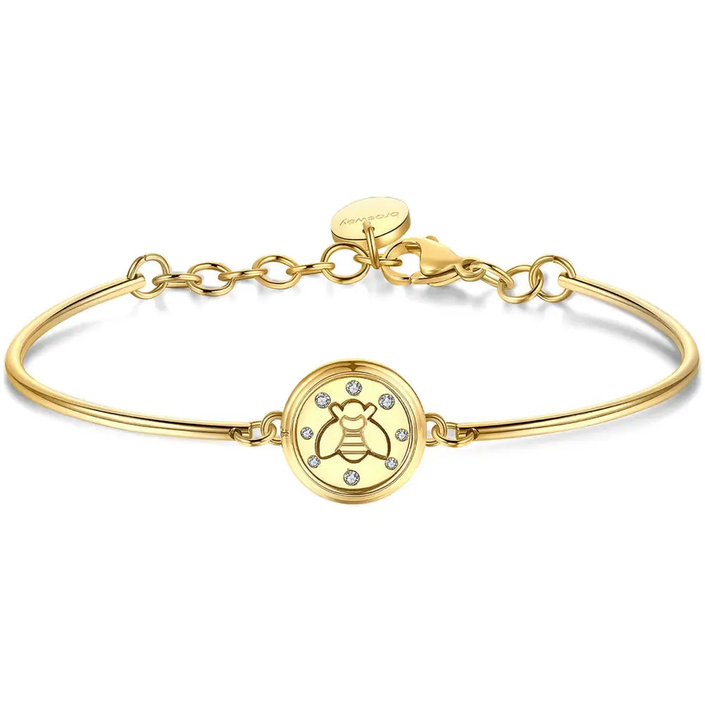 Bracciale donna Chakra BHK420 Ape con ciondolo ape oro e diamanti