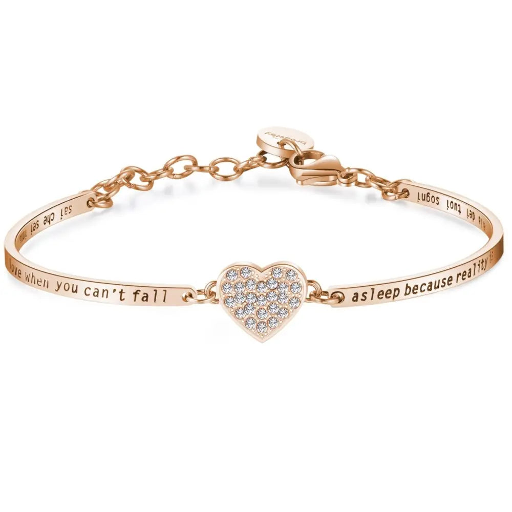 Bracciale donna chakra cuore rose gold con CZ e incisione BHK151