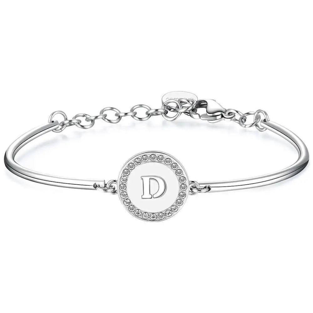 Bracciale donna Chakra lettera D in argento con zirconi BHK127