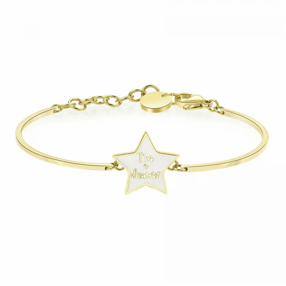 Bracciale donna stella in oro 18k con iscrizione Joy to the World