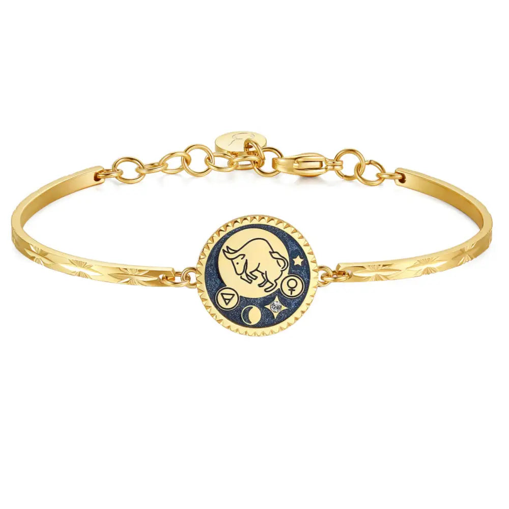 Bracciale donna chakra zodiaco Toro BHK326 con smalti blu e bianco