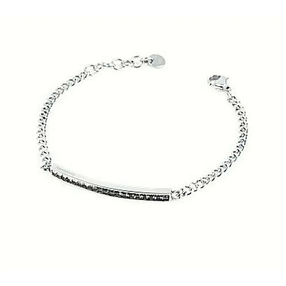 Bracciale donna Starlet Chain BTC15 in argento con accenti neri e gemme trasparenti