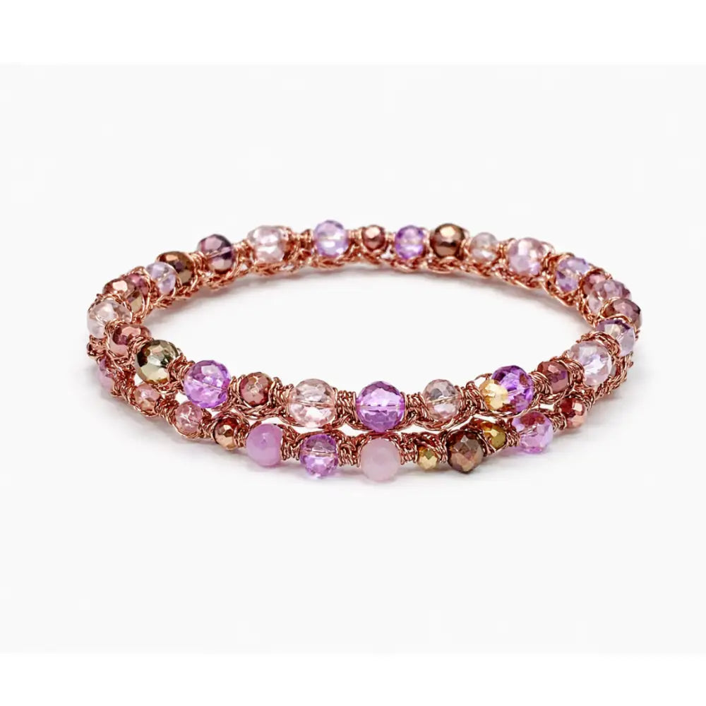 Bracciale handmade Aurora Lilla con cristalli sfaccettati viola rosa