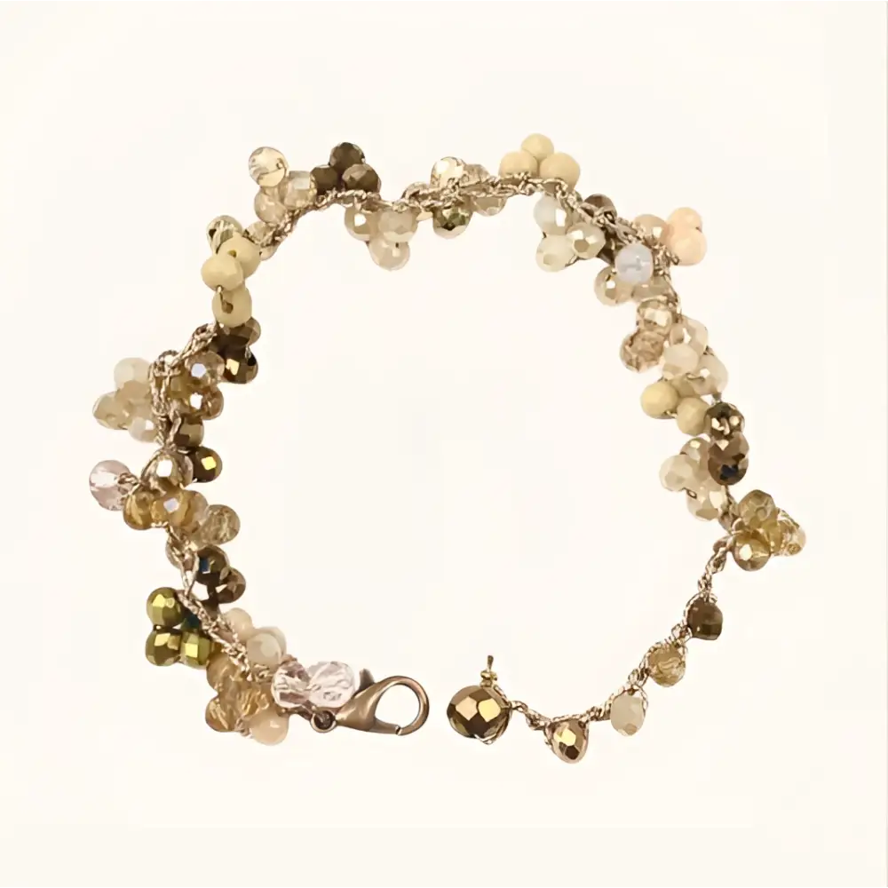 Bracciale handmade Aurora regolabile oro con perline sfaccettate ambra