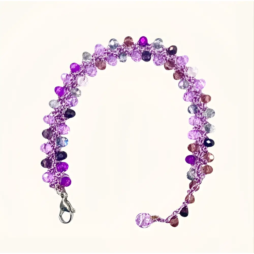 Bracciale handmade Aurora regolabile viola multisfaccettato con cristalli