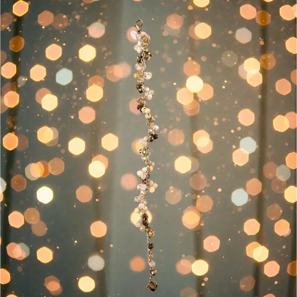 Bracciale handmade Aurora regolabile con cristalli viola sfaccettati dorati