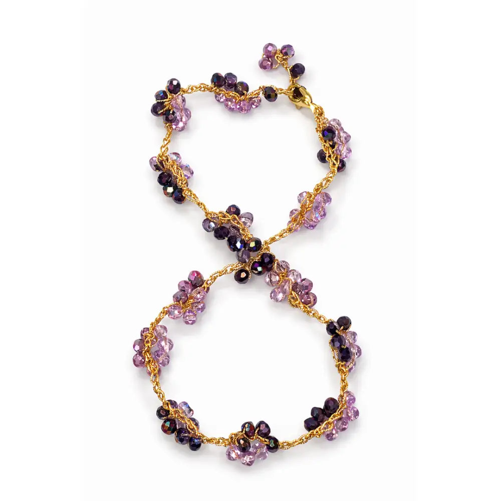 Bracciale Costellazione doppio giro con cristalli viola ametista oro