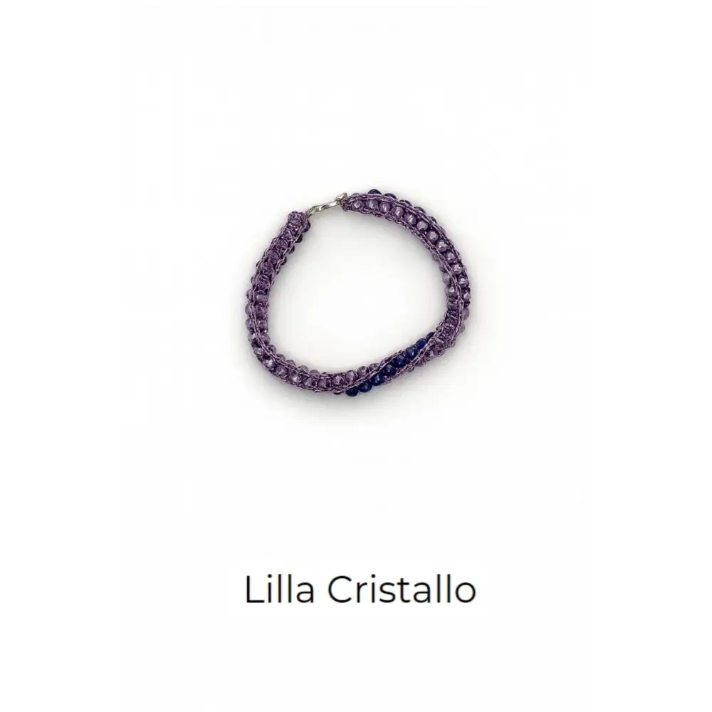 Bracciale handmade Intreccio con cristalli sfaccettati in lavanda con accenti blu scuro