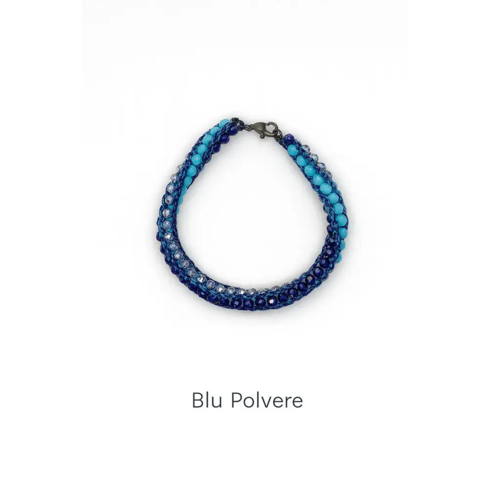 Bracciale handmade Intreccio con cristalli sfaccettati blu