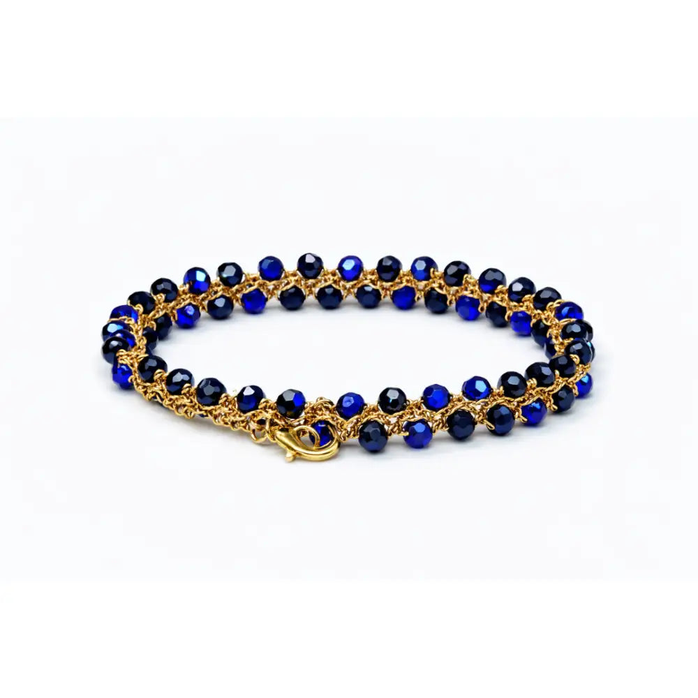 Bracciale handmade Onda con cristalli sfaccettati blu profondo