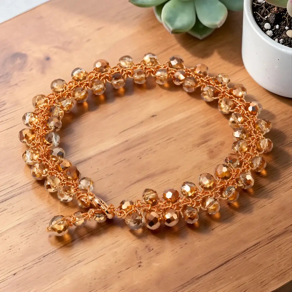 Bracciale handmade Onda Ambra Ramata con cristalli sfaccettati ambra