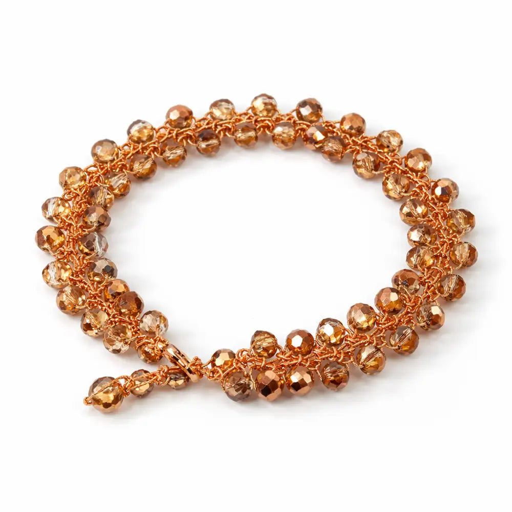 Bracciale handmade Onda con cristalli sfaccettati ambra ramata